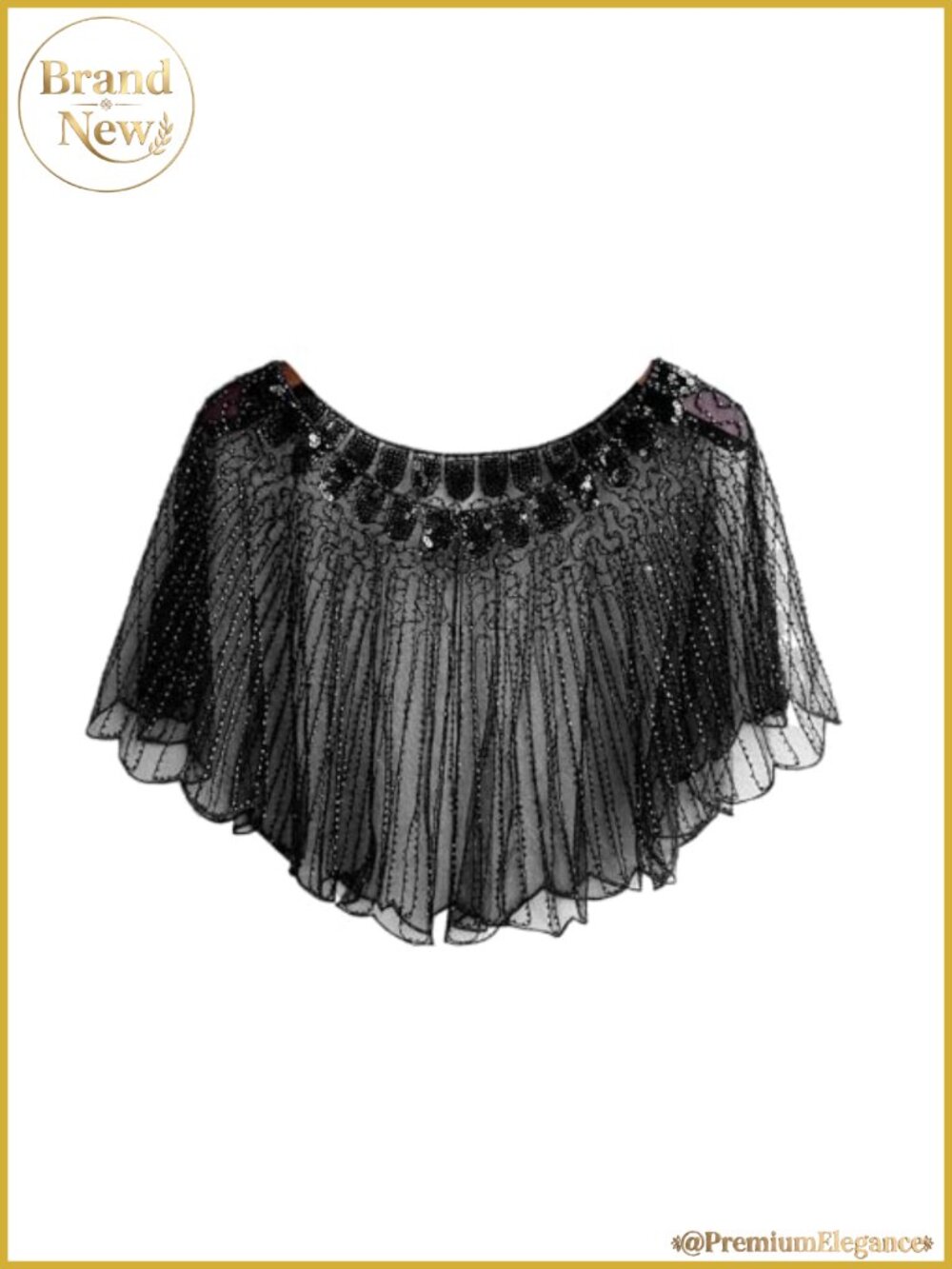 Polyester Flapper Shawl Beaded Sequin Wrap for Evening Dress